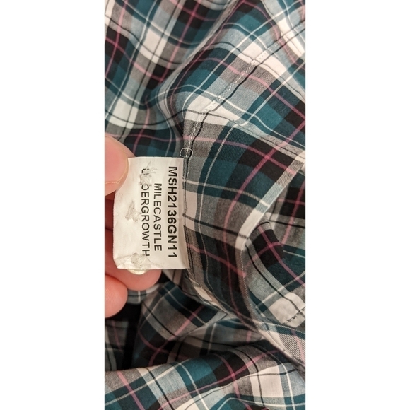Barbour Milecastle Blue Green Plaid Long Sleeve Button Down Size Large - Picture 6 of 7
